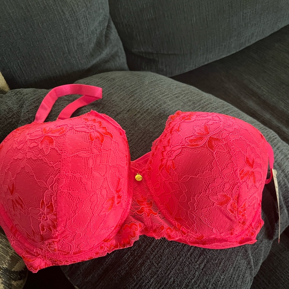 Ashley Stewart Pink Lace Full Coverage Bra